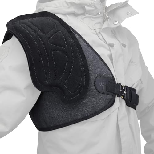 WAYNE'S DOG Adjustable Rifle Shotgun Field Shield, Leather Shooting Shirt Recoil Pad for Hunting Archery (#02 Righty Shoulder -Black)