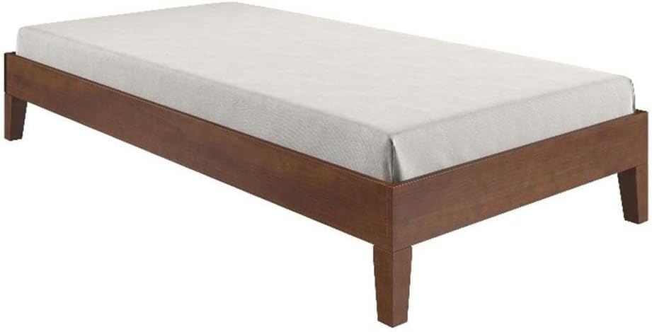 Pemberly Row Contemporary Wood Twin Platform Bed, Black Finish, Solid Pine Construction, 14-Slat Support System, 6.5 in Underbed Clearance, Durable Modern Bedroom Furniture for Kids, Guests, or