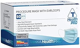 THINKA PROCEDURE MASK WITH EARLOOPS (50pcs) - Medical Mask - ASTM L1 Approved Face Mask
