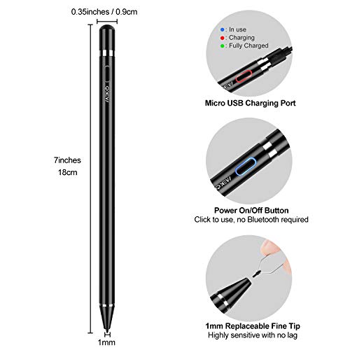 Meko Upgraded Fine Tip Stylus Pen With Palm Rejection, Compatible For 2018&2019&2020 Apple Ipad Pro 11/12.9 Inch 3Rd&4Th Gen , Ipad 6Th/7Th/8Th Gen/Air 3Rd/4Th Gen/Mini 5Th Gen Digital Pencil -Black #TOP4