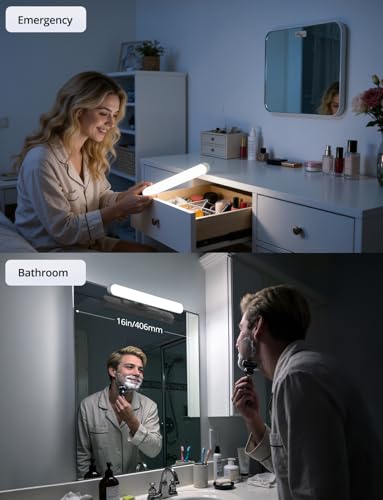 Image of Combuh Rechargeable Makeup Light Bar LED Stick on Vanity Lighting for Mirror, 11Inch Super Bright 14 Days Long Last Battery Operated Wireless Attachable Wall Lamp for Bathroom Dresser Counter