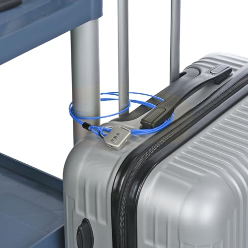Image of PATIKIL Security Steel Cable with 3 Digit Combination Lock, 2 Set Travel Padlock 4.9Ft Coated Safety Wire Rope Double Loop for Luggage Suitcase, Sky Blue