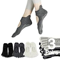 Sunolkie Donna Calzini Con Dita Separate, Antiscivolo Calze Donna,Calzini Per Yoga Pilates Calzini Antiscivolo, Calze Yoga,Pilates, Balletto, Danza, Ballo a Piedi Nudi, Fitness,3 Paia