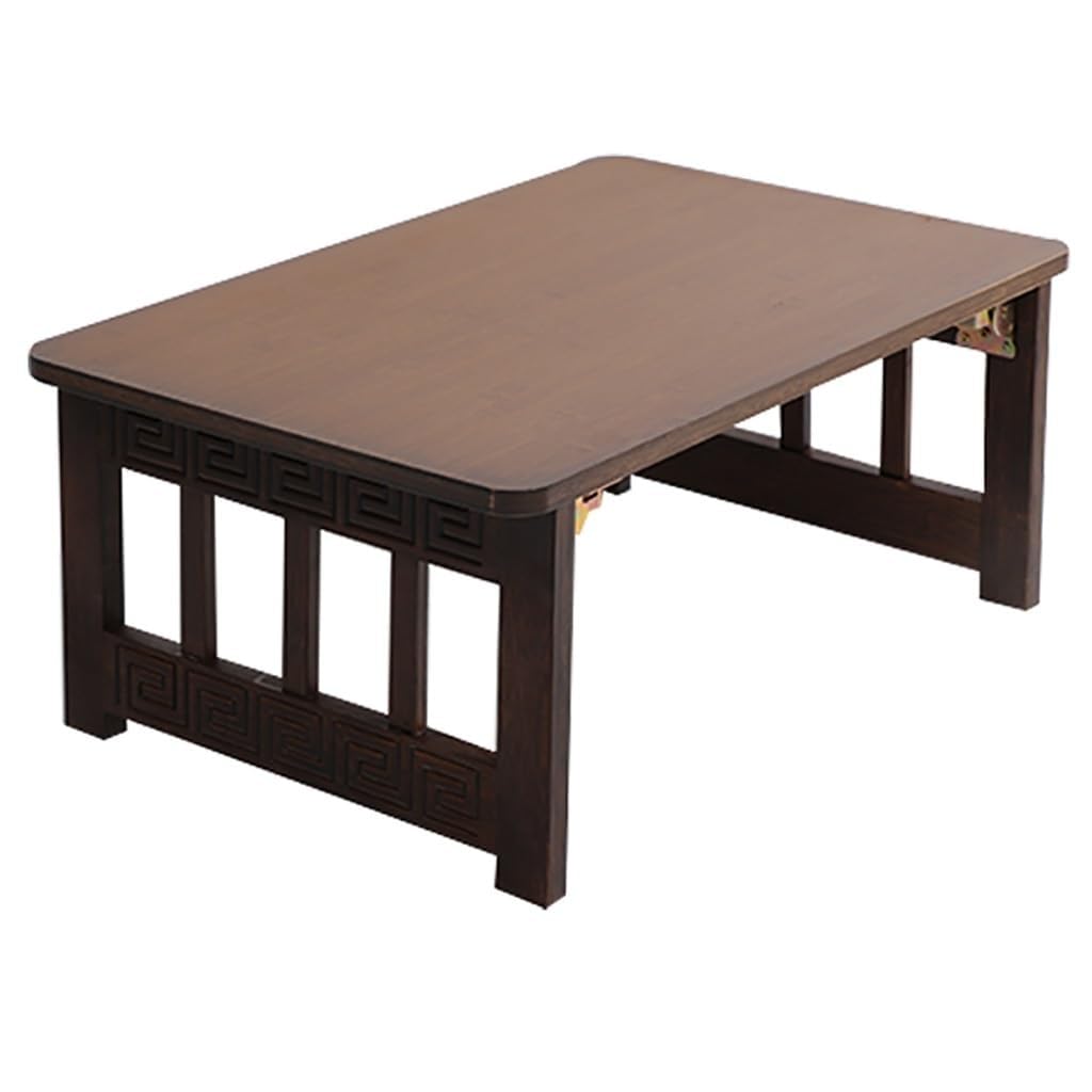 Table basse pliante en bois 60x40cm marron pour sol bas et salon