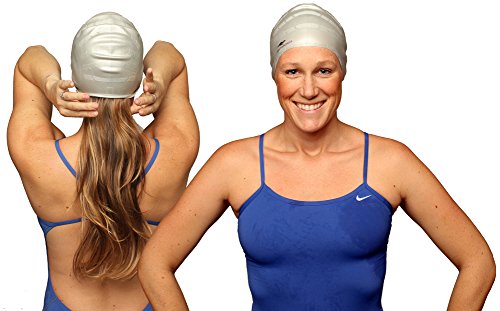 FASTAROOZ mieres017 Silicone Swim Cap for Long Hair | Silver