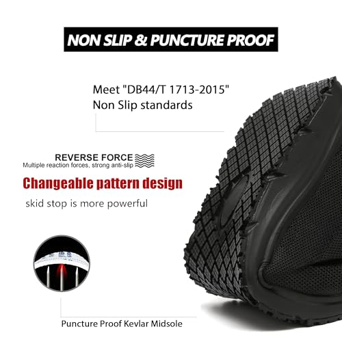 Image of Waterproof Steel Toe Shoes for Men Women Work Shoe Lightweight Safety Sneakers Comfortable Puncture Proof Shoe Zapatos Punta de Acero para Hombres Black