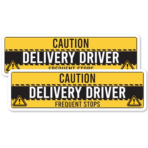 Image of Magnet Me Up Caution Frequent Stops Magnetic Decal - 3x10 Inch 2 Pack, UV Printed Yellow /Black Automotive Vinyl Sign for Car, Delivery Driver Safety Magnet, Durable Weatherproof Accessory, Made in USA