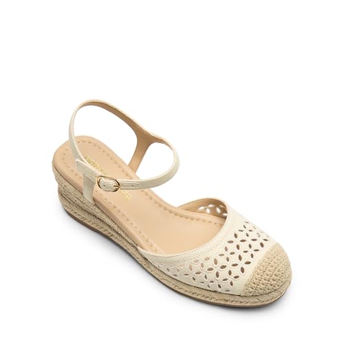 Image of DREAM PAIRS Women's Wedge Sandals, Closed Toe Espadrilles Platform Wedge Heels with Adjustable Ankle Straps and Comfortable Cushion Insoles
