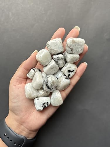 Image of Tumbled Stones, Natural Crystal Healing Stones, Home Office Decor, Aquarium Decorative Pebbles, Vase Fillers (Rainbow Moonstone, 100)