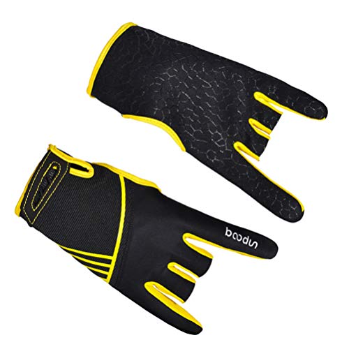 HEALLILY Anti Skid Bowling Gloves Semi Finger Instruments Sports Gloves Mittens Comfortable Professional Bowling Accessories for Outdoor Sports Supplies Size L/XL (Yellow)