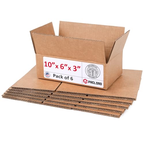 Image of Small Cardboard Boxes 10 inchL x 6 inchW x 3 inchH (Pack of 6) - USA-Made Packing Boxes for Moving, Shipping, or Storage - USPS, UPS, FedEx Approved - Professional Packing Supplies for Moving