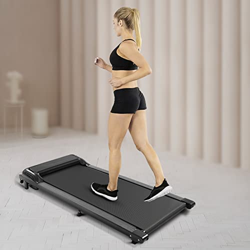 SanBouSi Loopband, inklapbaar, 2-in-1 loopband, instelbare snelheid, lcd-display, gemotoriseerd fitnessapparaat met afstandsbediening, voor thuis, gym, training, hardlopen, zwart - Afbeelding 3