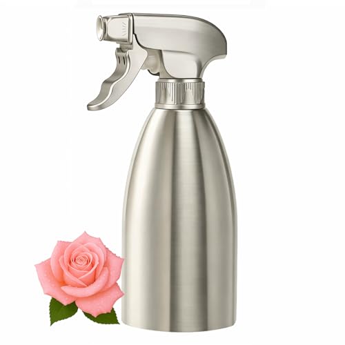 Emarful Oil Sprayer for Cooking 17oz Stainless Steel Olive Oil Mister with Fine Mist Trigger 500ml Large-Capacity Refillable Dispenser for Air Fryer BBQ and Salad (Stainless Steel)