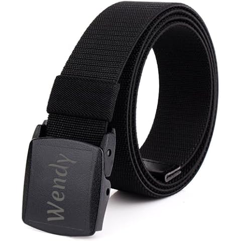 SNOAONS Custom Nylon Canvas Breathable Military Tactical Men Waist Belt Safe Buckle Plastic Can Be Equipped with a Holster (A-Black) Cover