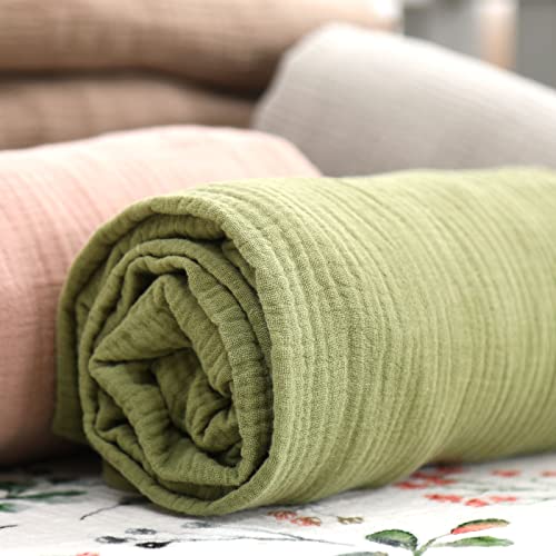 Image of GRSSDER Soft Muslin Crib Sheet 1 Pack, 100% Cotton Crib Sheets with Deep Pocket for Boys and Girls, Fit Standard Crib Mattresses 52 inch x 28 inch Safe and Snug, Olive Green