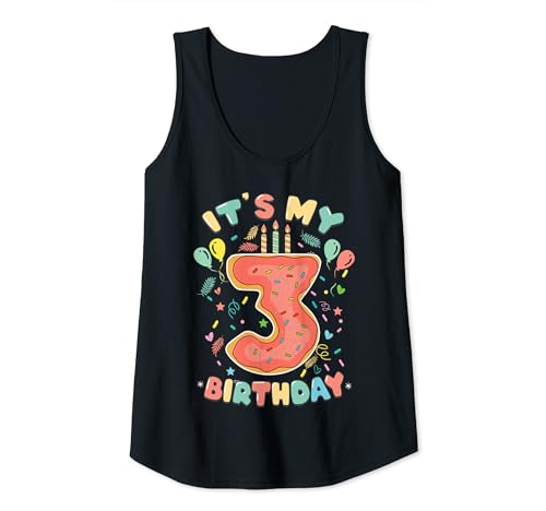 It's My 3rd Birthday Donut 3 Yrs Old Sweet Donut Birthday Camiseta sin Mangas