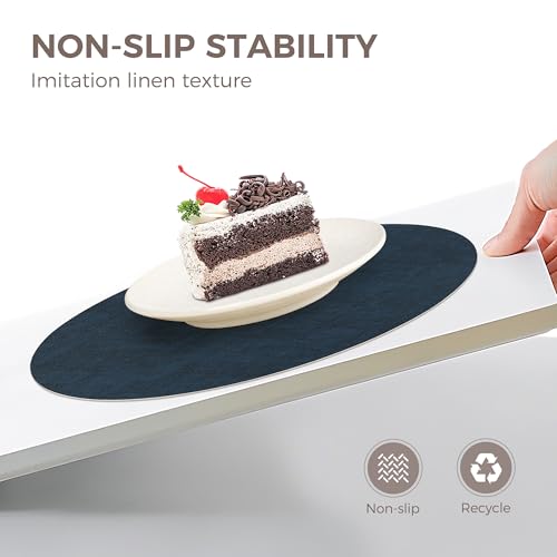 Image of 13 inch Round Placemats Set of 6, NCUE Dual-Sided Faux Leather Heat Resistant Table Mats, Waterproof Oilproof Washable Protective Table Placemats with Coaster, Wipeable Vinyl for Indoor & Outdoor Use