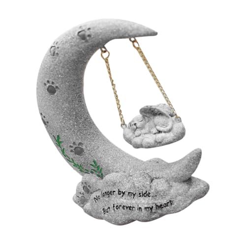 FRCOLOR ペット墓石 屋外用月形犬記念碑 樹脂製耐久メモリアルストーン 犬の思い出慰め用品 ガーデン装飾向け