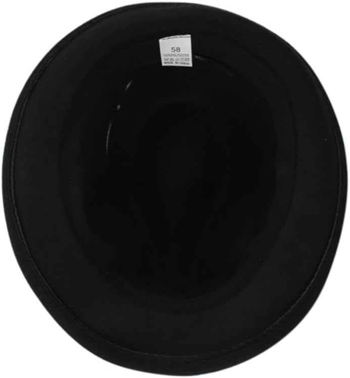 Black Classic Fedora Hat with Belt Buckle Felt Panama Short Brim Trilby Jazz Cap for Men Women Wedding Party Show Head Circumference 58cm/22.83inch - Image 7