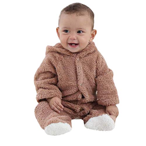 VEKDONE Fleece Baby Bunting Onesie Jacket  Infant Pajamas Winter Outerwear Coat Costume Khaki
