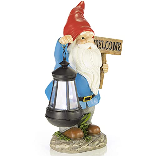 Vp Home Welcome Gnome With Lantern Solar Powered Led Outdoor Decor Garden Light (Red Hat) Welcome Gnome Statues Outdoor Gnome Decor Funny Figurine Decor For Outside Patio, Yard, Lawn #TOP3
