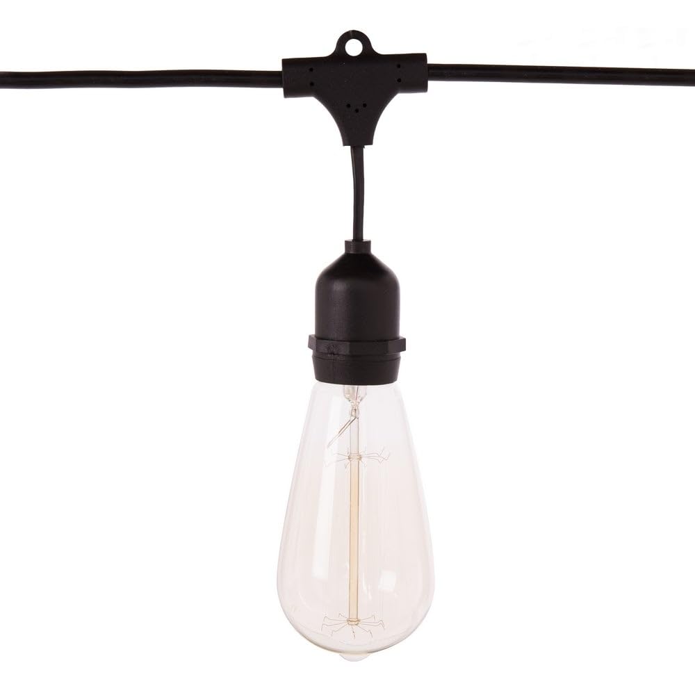 LOLAhome Guirnalda Luces Industrial Exterior 7 Metros y 10 Bombillas 40W | 2. 200K, 1. 800Lm. IP 44. Casquillos E 27 con pantallas de metal bronce. Ampliable extensible. Modelo Chateau