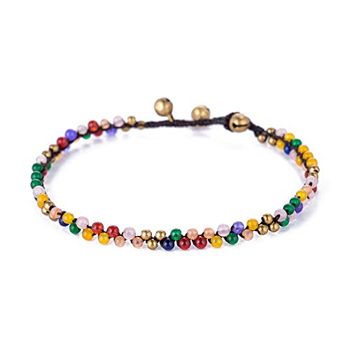 Image of kelistom Bohemian Ankle Bracelets for Women Handmade Natural Stone Beaded Chain Anklet