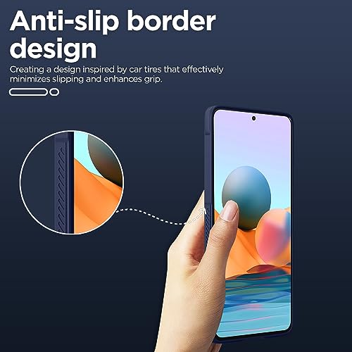 Image of Amazon Basics Back Cover for Redmi Note 10 Pro / 10 Pro Max | Soft Matte Liquid Silicone TPU | Camera Protection | Shockproof Bumper Case (Blue)