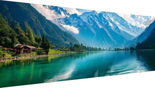 Kit Broderie Diamant Paysage de lac - Kit complet 5D 225x90cm contre le stress