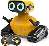 GILOBABY Remote Control Robot Toy for Kids 3-5 Years, Flashing LED Eyes, Dancing and Flexible Moves, Auto Demo Mode, Gift for Girls (Yellow)