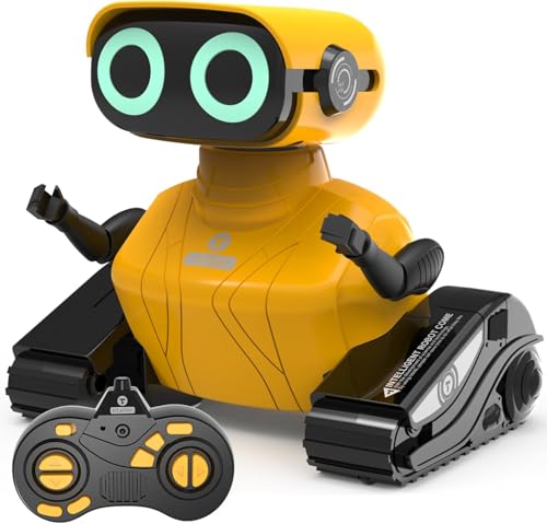GILOBABY Remote Control Robot, 2.4GHz RC Robot Toy for Kids with Shine Eyes, Dance Moves, Toy for Kids Boys Girls 5-8(Yellow)