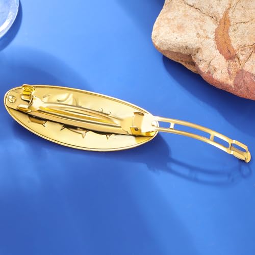 Pinza para cabello con diseño de gato pequeño en metal dorado miniatura 4