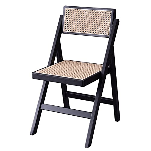 Silla plegable de mimbre, no requiere montaje, mesa y respaldo transpirable, perfecta para jardín, patio, hogar, oficina, uso interior y exterior