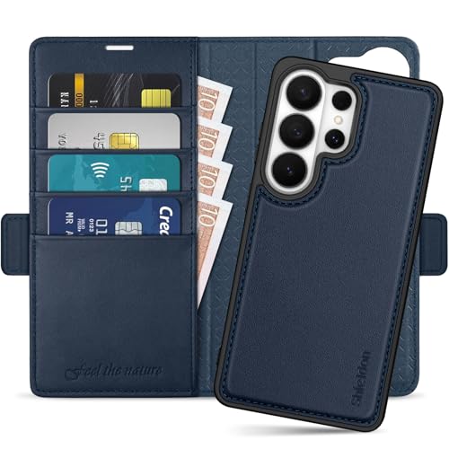 Housse Galaxy S26 Ultra cuir bleu marine étui amovible pratique pour les déplacements