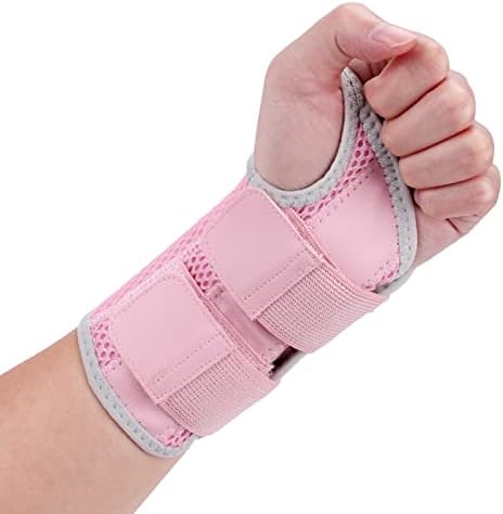 Wrist Brace for Carpal Tunnel, Night Wrist Sleep Support Splint with Compression Sleeve Adjustable Straps for Pain Relief, Arthritis, Tendonitis, Fitness (Left Hand-Pink, S/M (Pack of 1))