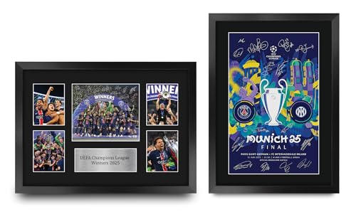 HWC Trading Paris Blue and Reds Collection Cadeaux imprimés avec photo autographe signée pour les fans et supporters de football - A3 Encadré