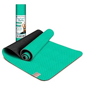 WOLFTHAL® Yogamat, 183 x 61 x 0,8 cm, antislip sportmat, milieuvriendelijk natuurlijk rubber, extra dik, fitnessmat, speciale demping, trainingsmat, workout, yogamat