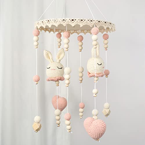 Image of Boho Bunny Crib Mobile for Girls - Baby Mobile for Bassinet, Pack n Play