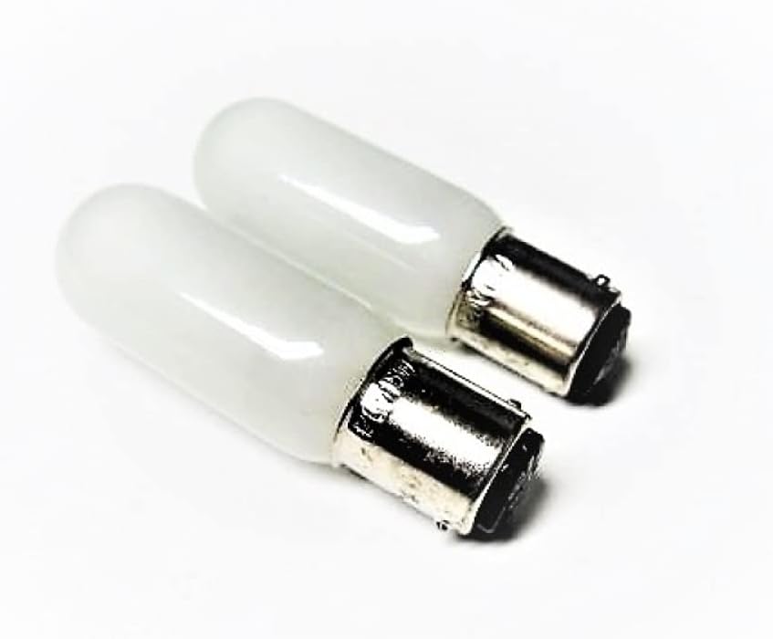 ID: 444100. 2 New Generic Long Frosted Push-in Sewing Machine Light Bulbs, 15 W/120V, Base: 9/16. Compatible with, not manfactured by Elna. Will fit Models as Below: