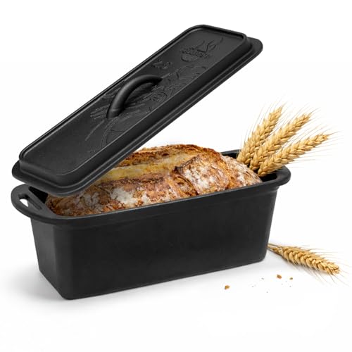 FEUERGOTT - Moule à pain en fonte de 3 l avec couvercle – Casserole rectangulaire idéal pour le pain et les gâteaux – Cake mold pour Dutch Oven