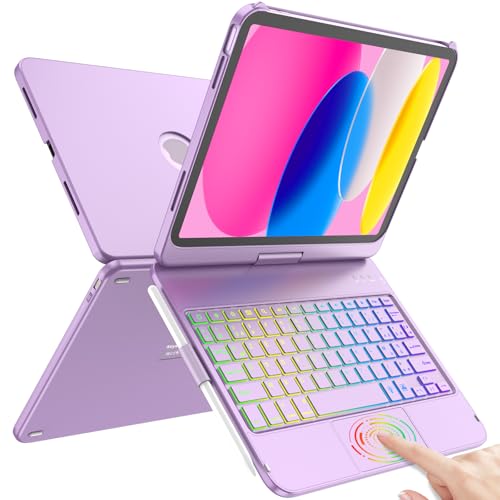 TQQ Clavier pour iPad 10/11 Ème Generation (10.9 Pouces 2022/11 Pouces A16 2025) avec Pavé Tactile de Précision, Clavier Rétroéclairé 10 Couleurs de Type...