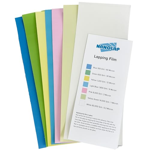 NANOLAP PSA Lapping Film 7 Piece Pressure Sensitive Adhesive Polishing Paper 4-1/4 x 11 Microfinishing Fine Sanding Paper Sanding Film for Scary Sharp Sharpening System Aluminum Oxide AO