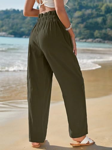 Image of TOPLOT Women High-Waist Pants | Pleated Relaxed Fit Trousers for Woman | Casual & Elegant Look with Workwear for Office, Events & College (5194)