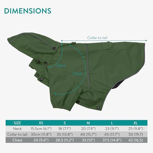 Navaris Regenmantel Regenjacke für Hunde - Regenmantel Hund wasserdicht - Hundemantel Hunderegenmantel Regencape aus PU und Polyester - Dog Raincoat - Grün - L