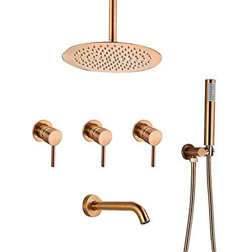 Robinet mitigeur de bain-douche avec ensemble complet or rose