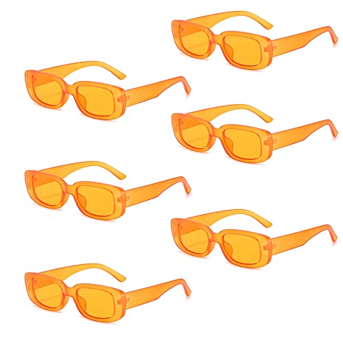6 Pack Rectangle Sunglasses Retro 90s Square Frame Trendy Halloween Christmas Gifts Bulk AZ9562