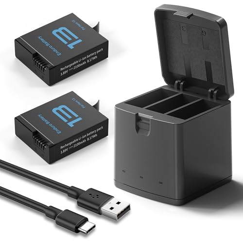 2 Packs Batteries 2100mAh Compatible with GoPro Hero 13 Black Camera with 3 Slot Battery Charging Station (Charger & 2 Batteries)