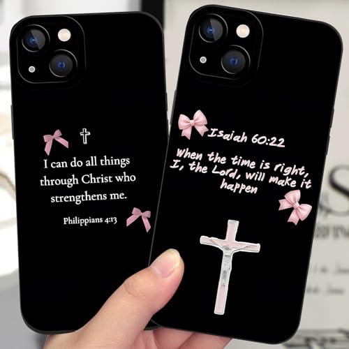 Coque iPhone 13 en silicone lot de 2 avec versets de la Bible chrétienne