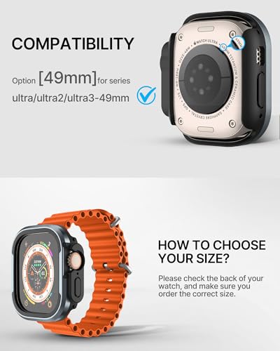 Image of Fullmosa Rugged Armour Hybrid Watch Case Compatible for Apple Watch Series 11 10 9 8 7 Ultra3 2 1, Shockproof Resist Bumper iWatch Cover, Black