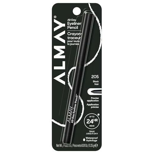 Almay Eyeliner Pencil, Hypoallergenic, Cruelty Free, Oil Free, Fragrance Free, Ophthalmologist Tested, Long Wearing and Water Resistant, with Built in Sharpener, 205 Black, 0.01 oz